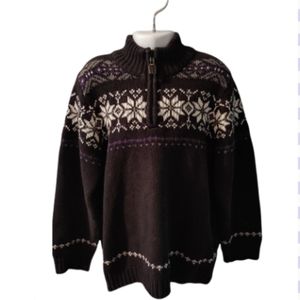 Janie and Jack Boys Fair Isle Black Wool Nordic Sweater Size 6